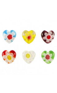 Millefiori beads heart flower 6x6mm - Multicolour